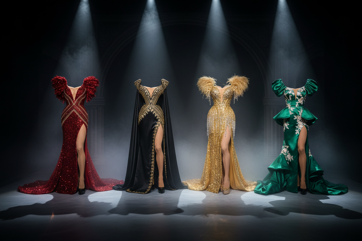 High-Slit Drag Pageant Gowns