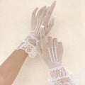 Fishnet Lace Ruffle Gloves | Full Finger | Black & White