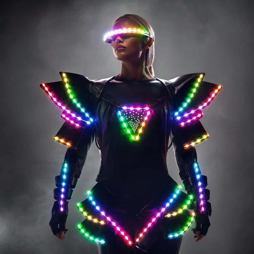 LED Light-Up Rave Dress | RGB Glow Jumpsuit | Festival Women