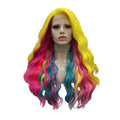 24" Yellow Multicolor Deep Wave Lace Front Wig – Bold Stage Color