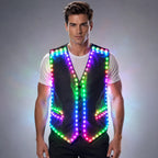 RGB LED Strip Vest | Colour-Changing DJ & Performer Waistcoat | Men's S–6XL