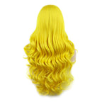26" Yellow Natural Wavy Lace Front Wig | Heat Resistant Synthetic