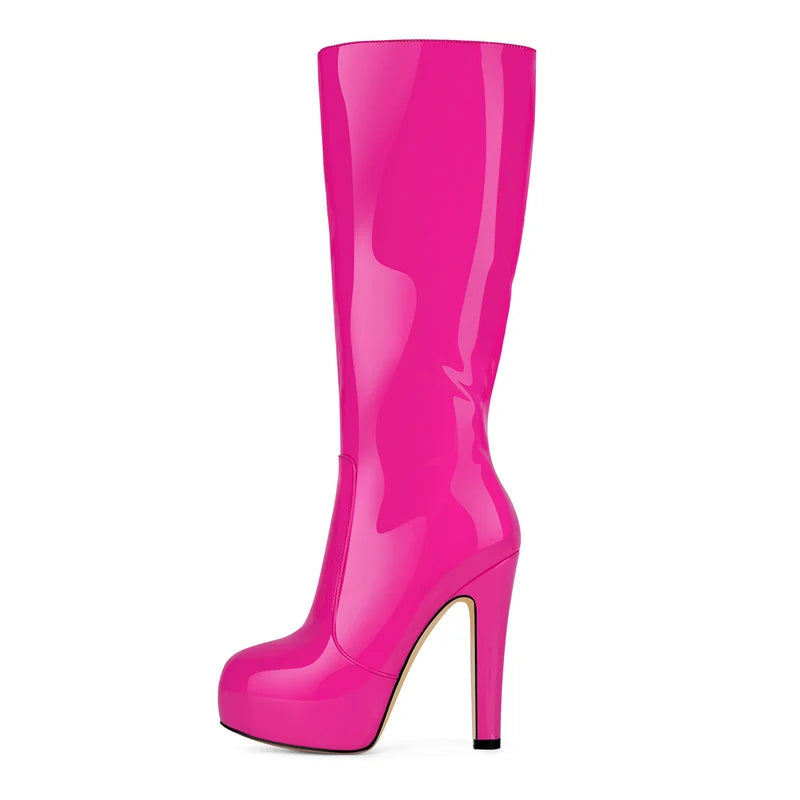 Platform Knee-High Boots — High Heel Zipper Boots for Performers