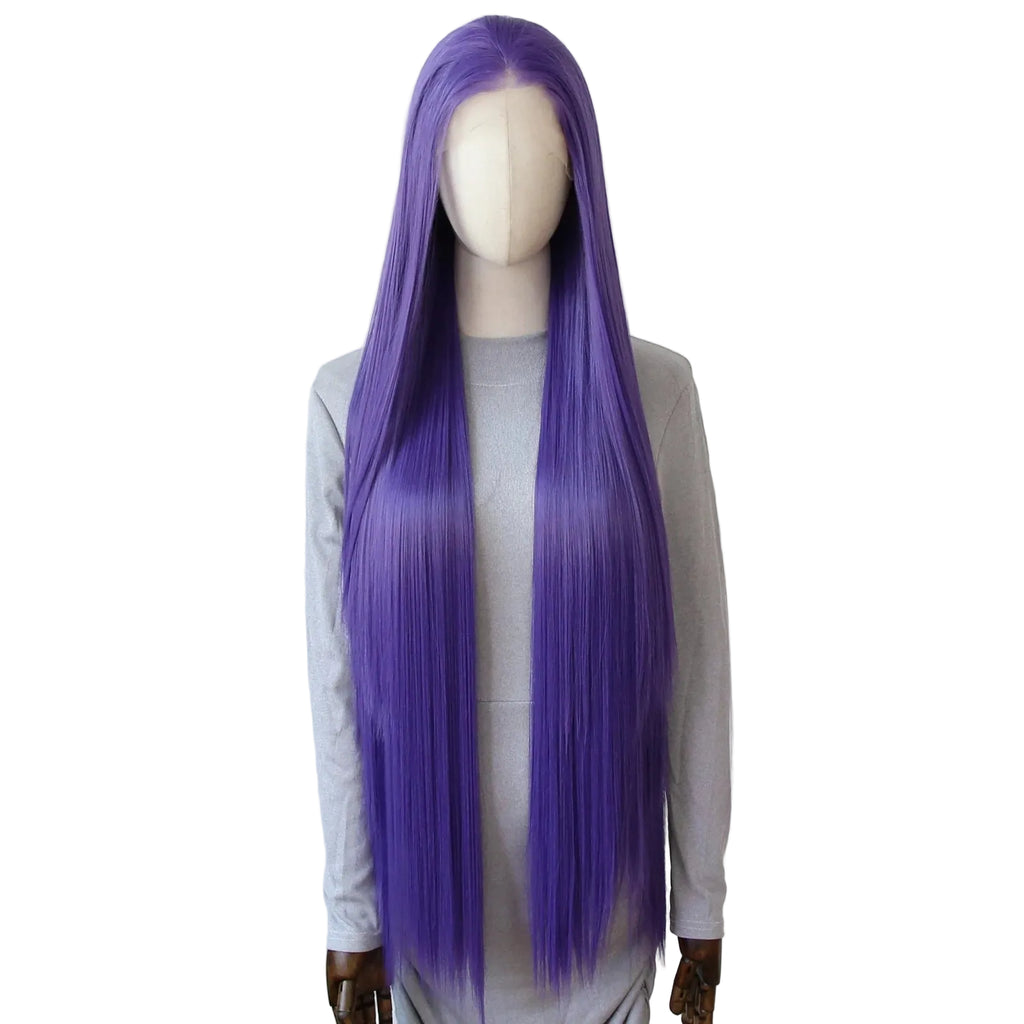 40" Purple Straight Lace Front Wig – 180% Density, Pre-Plucked