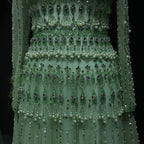 Crystal Pearl Gown | Off-Shoulder Long Sleeve | Green & Lilac