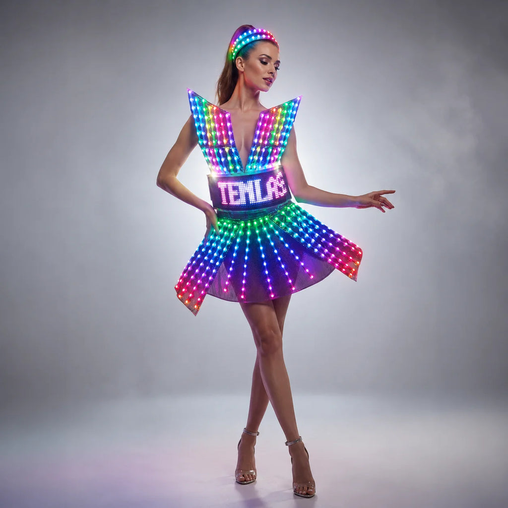 Pixel LED Mini Dress | Full-Body RGB Display | Gogo & Stage Costume
