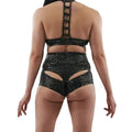 Pole Dance Shorts | Black Shimmer Cutouts