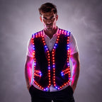 RGB LED Strip Vest | Colour-Changing DJ & Performer Waistcoat | Men's S–6XL