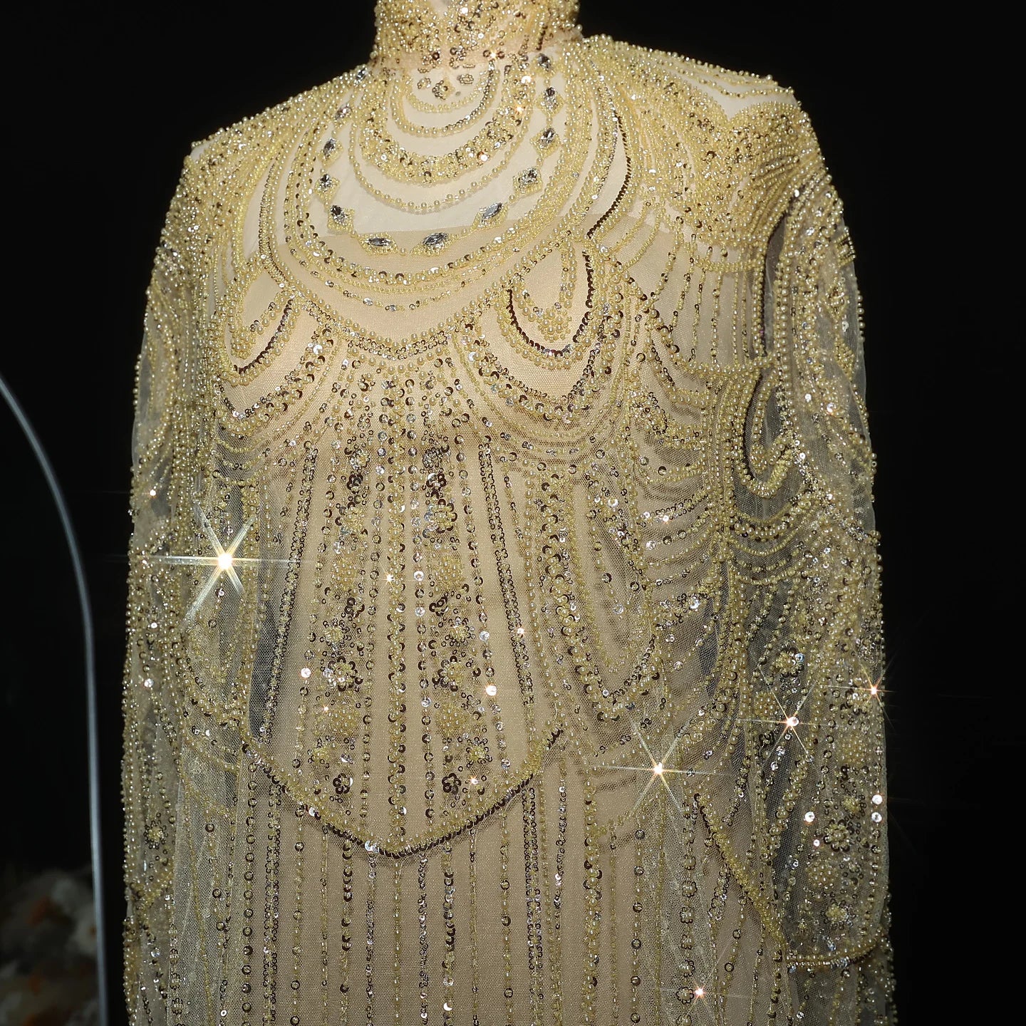 Crystal Kaftan Cape Gown | Beaded Tulle | 7 Colors