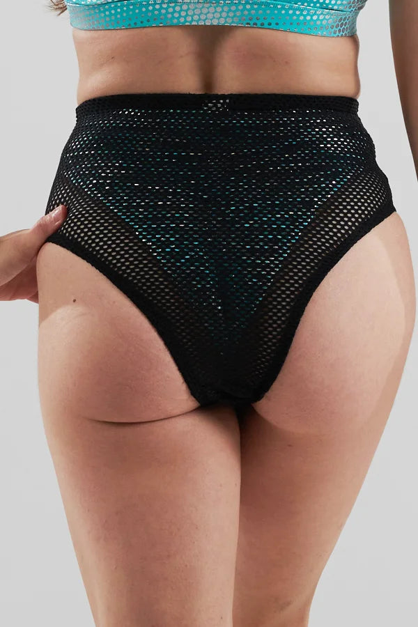 Pole Dance Bottoms | Black High-Waist Shimmer