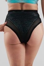 Pole Dance Bottoms | Black High-Waist Shimmer