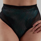Pole Dance Bottoms | Black High-Waist Shimmer