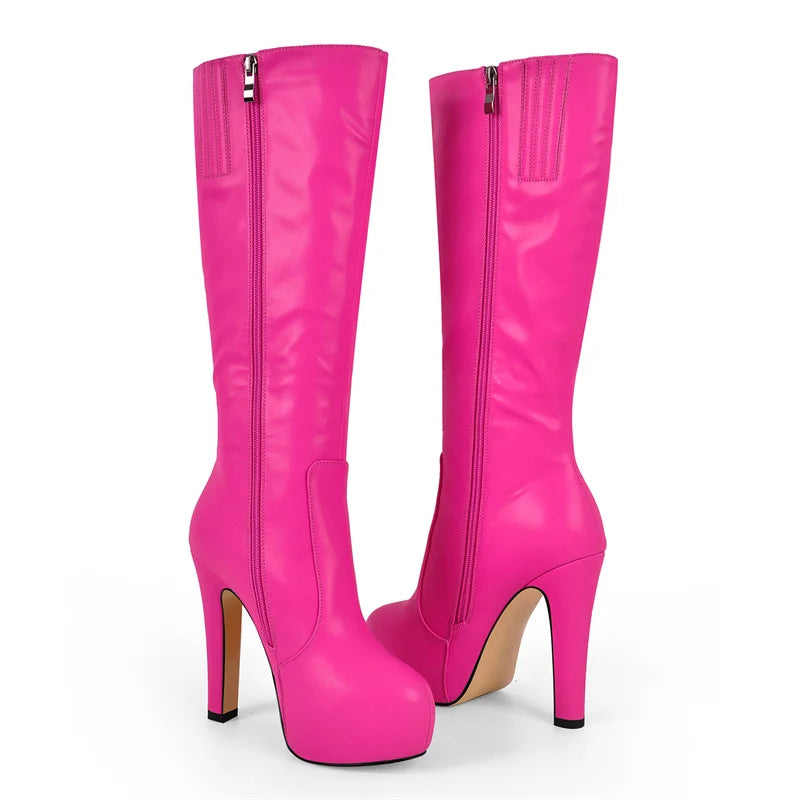 Platform Knee-High Boots — High Heel Zipper Boots for Performers