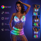 LED Light-Up Sequin Tassel Dress | Glowing Stage & Festival Outfit