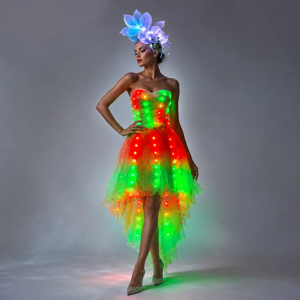 LED Pixel Tutu Dress & Fascinator Hat | Full-Colour RGB | Showgirl & Festival