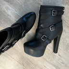 Platform Ankle Boot | Block Heel | Flock