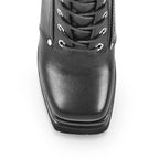 Platform Ankle Booties | Square Toe Side Zip & Lace-Up | 14cm Heel | EU 35–46