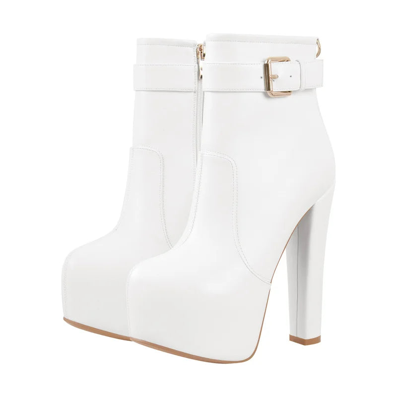 Platform Ankle Boot | Block Heel | Flock