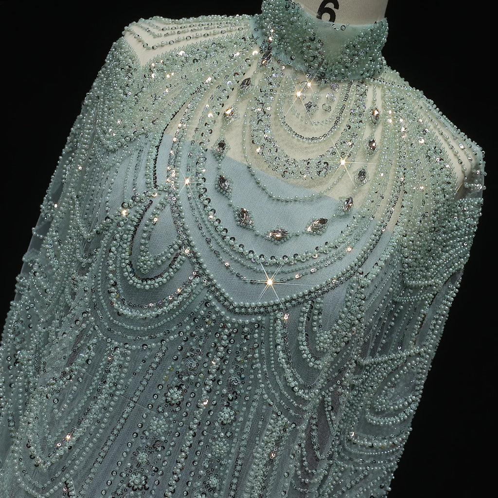Crystal Kaftan Cape Gown | Beaded Tulle | 7 Colors