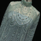 Crystal Kaftan Cape Gown | Beaded Tulle | 7 Colors