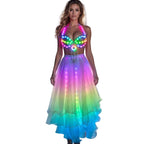 LED RGB Light-Up Belly Dance Set | Bra & Ruffle Skirt | Rave & Stage Performance