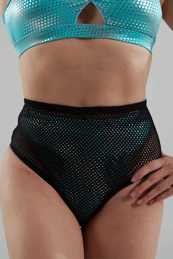 Pole Dance Bottoms | Black High-Waist Shimmer