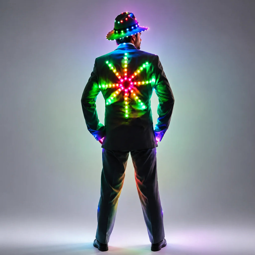 Men's Full-Colour RGB LED Suit | DJ & Stage Performer Costume | Black & White