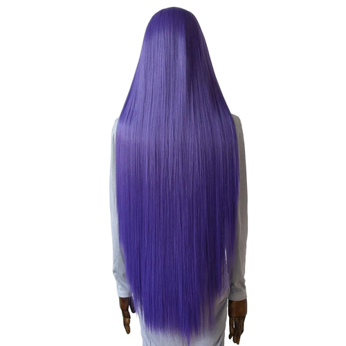 40" Purple Straight Lace Front Wig – 180% Density, Pre-Plucked