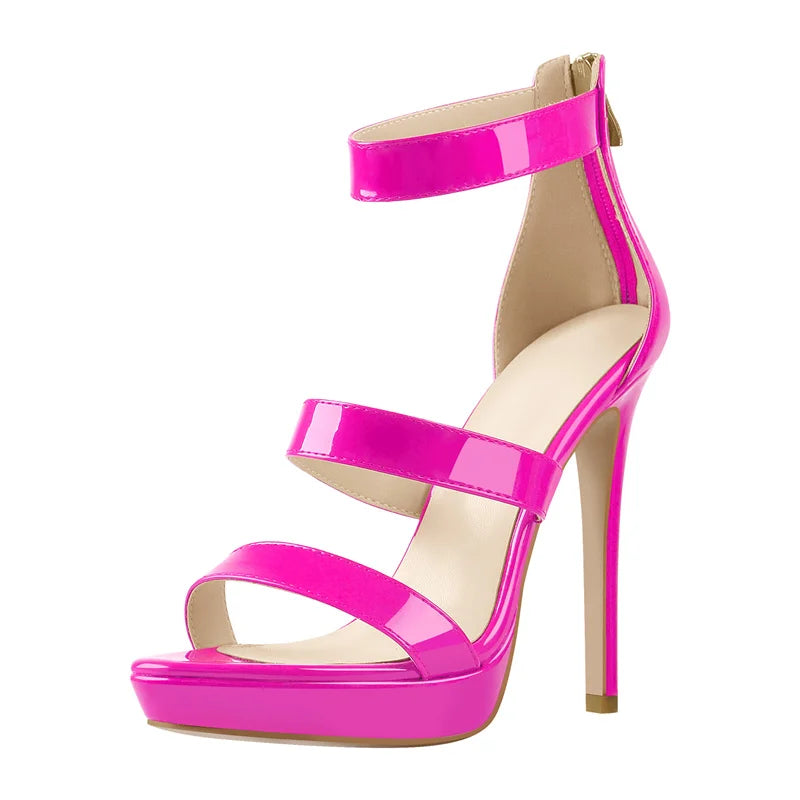 Patent Leather Platform Sandals | Pointed Toe | 13cm Stiletto