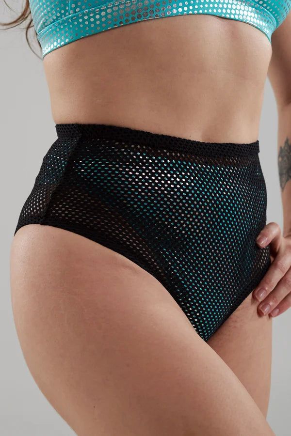 Pole Dance Bottoms | Black High-Waist Shimmer
