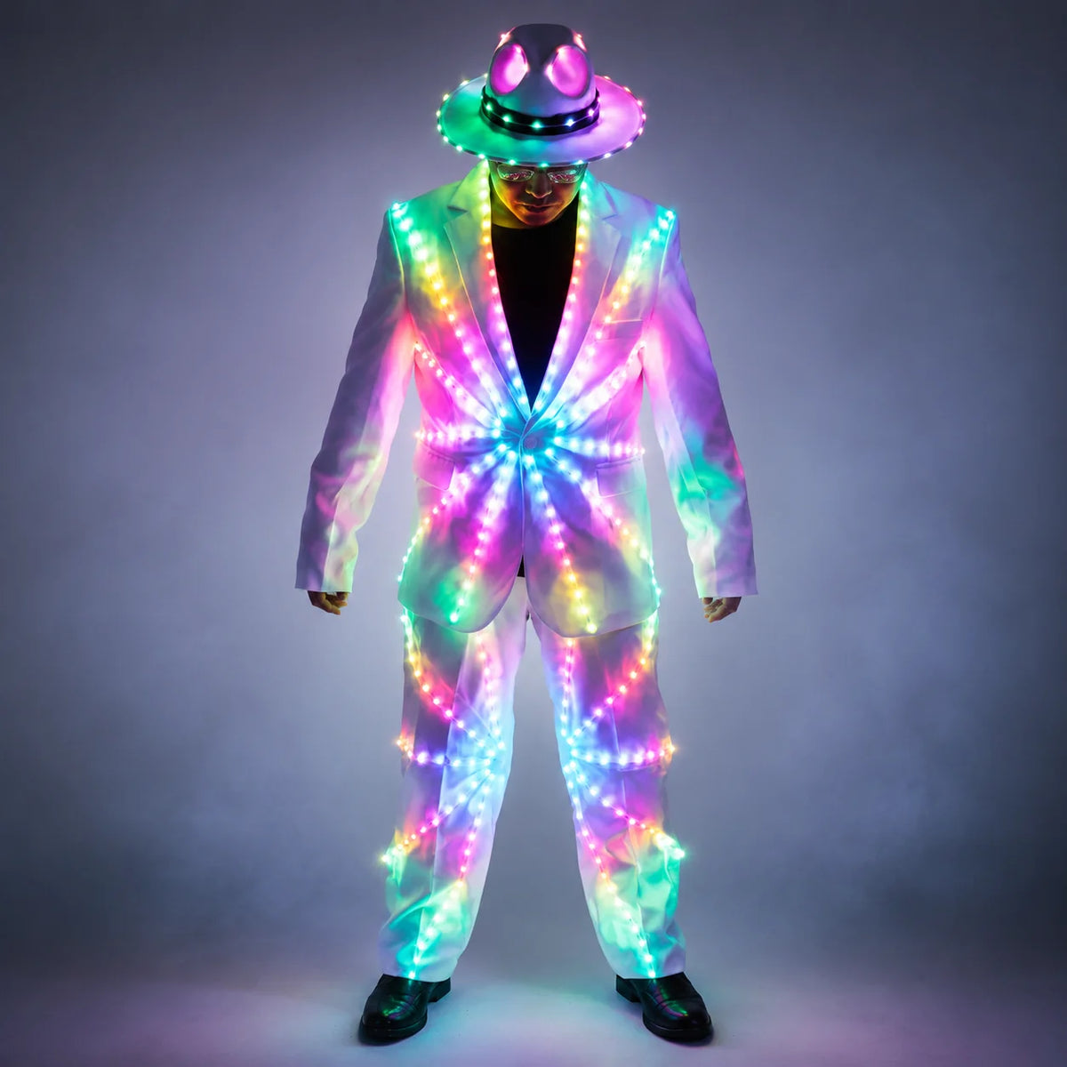 Men's Full-Colour RGB LED Suit | DJ & Stage Performer Costume | Black & White
