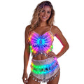LED Butterfly Two-Piece Set | RGB Crop Top & Mini Skirt | Gogo & Festival