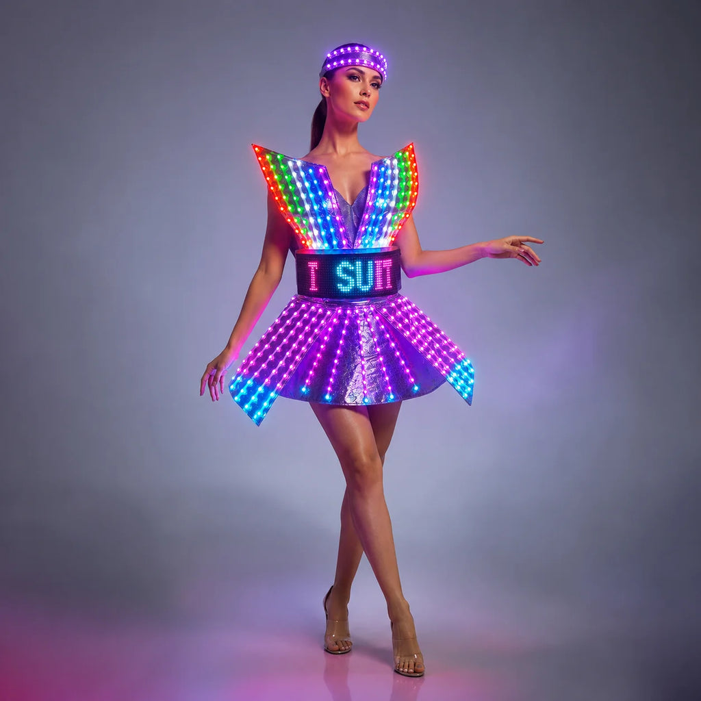 Pixel LED Mini Dress | Full-Body RGB Display | Gogo & Stage Costume