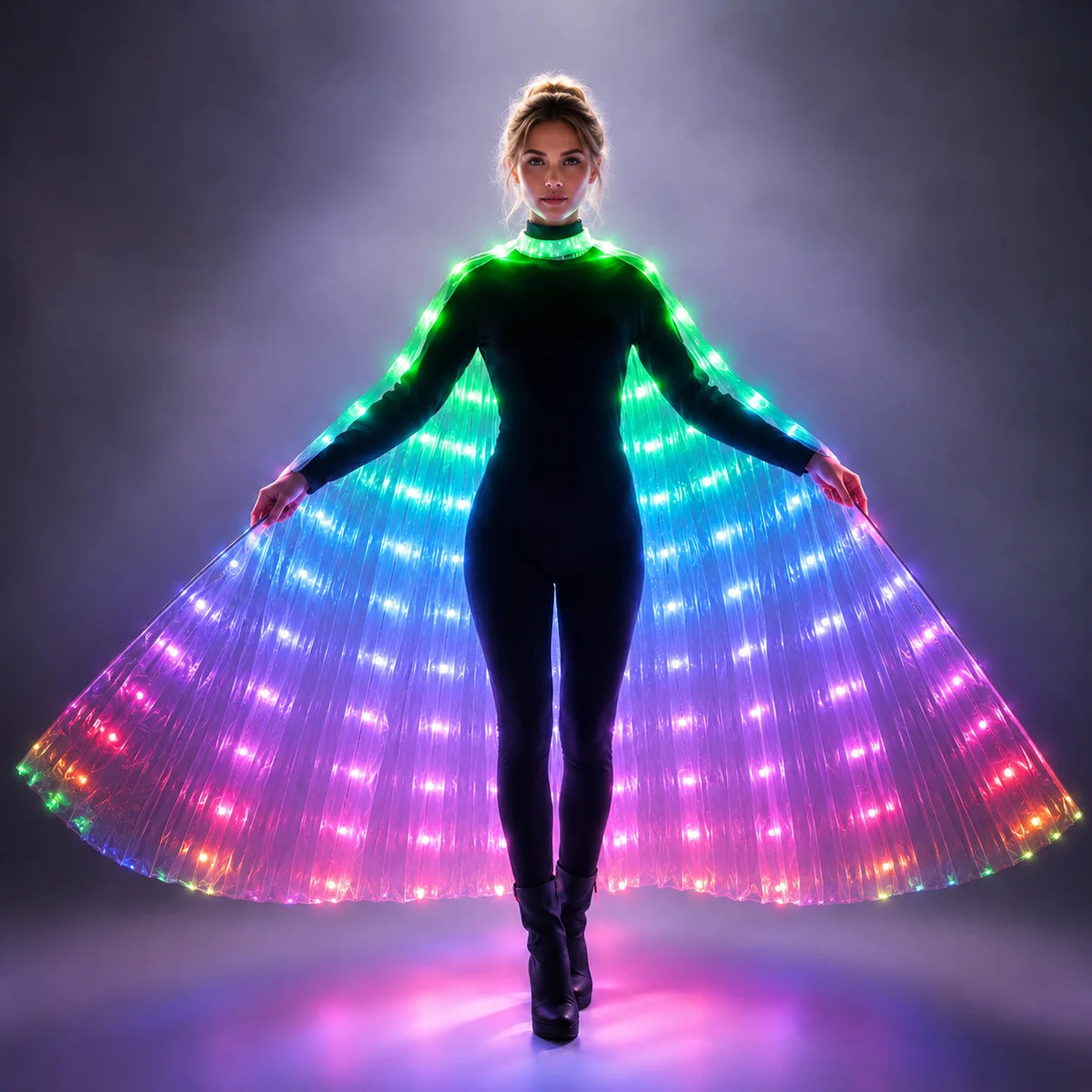 LED Isis Wings Cape | Remote-Control RGB | Belly Dance & Stage | 140 cm