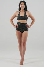 Pole Dance Shorts | Black Shimmer Cutouts