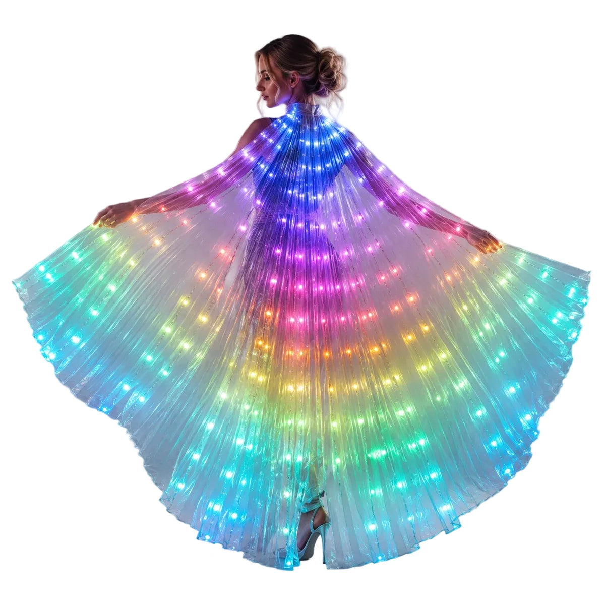 LED Isis Wings Cape | Remote-Control RGB | Belly Dance & Stage | 140 cm