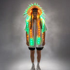 LED Fur Vest & Festival Feather Headdress | Full-Colour RGB | Rave Costume