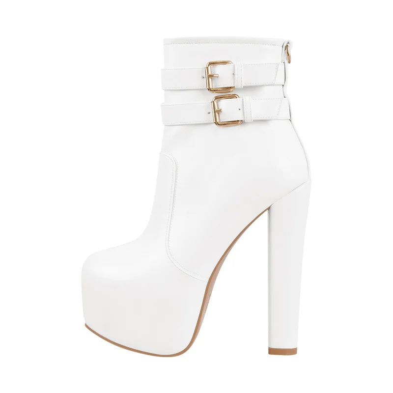 Platform Ankle Boot | Block Heel | Flock