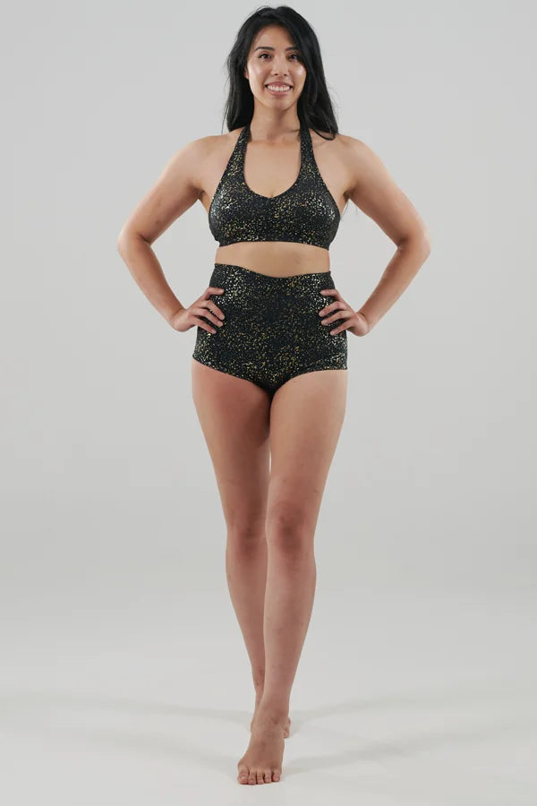 Pole Dance Shorts | Black Shimmer Cutouts