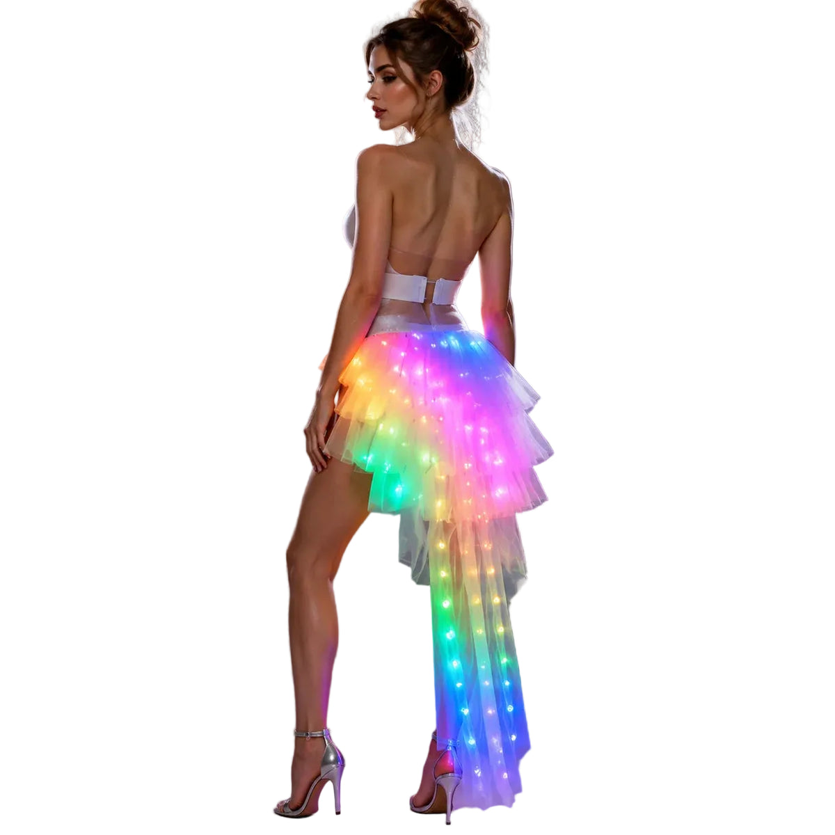 LED Tutu Skirt | Rainbow Glow | Tiered Train | Rave & Stage