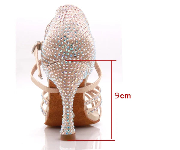 Rhinestone Latin Dance Heels | Satin | Multi-Heel