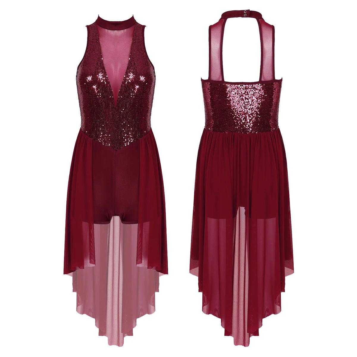 Sequin Lyrical Dress | Mesh Skirt | Long Sleeve