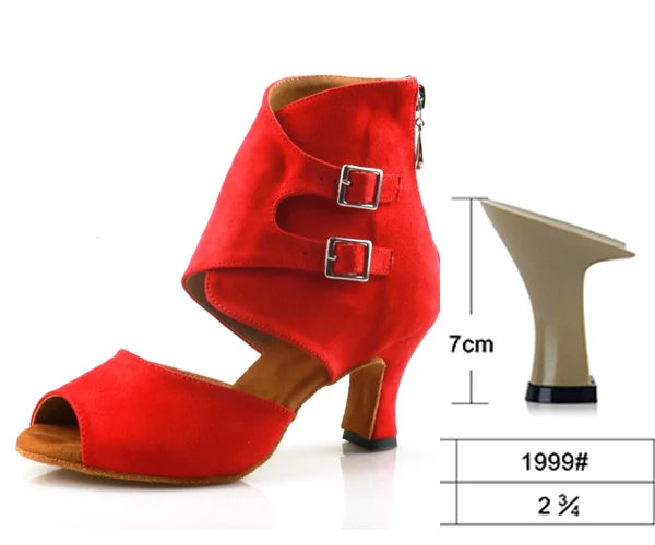 Latin Ballroom Dance Shoes | Suede Sole | Multiple Heel Heights