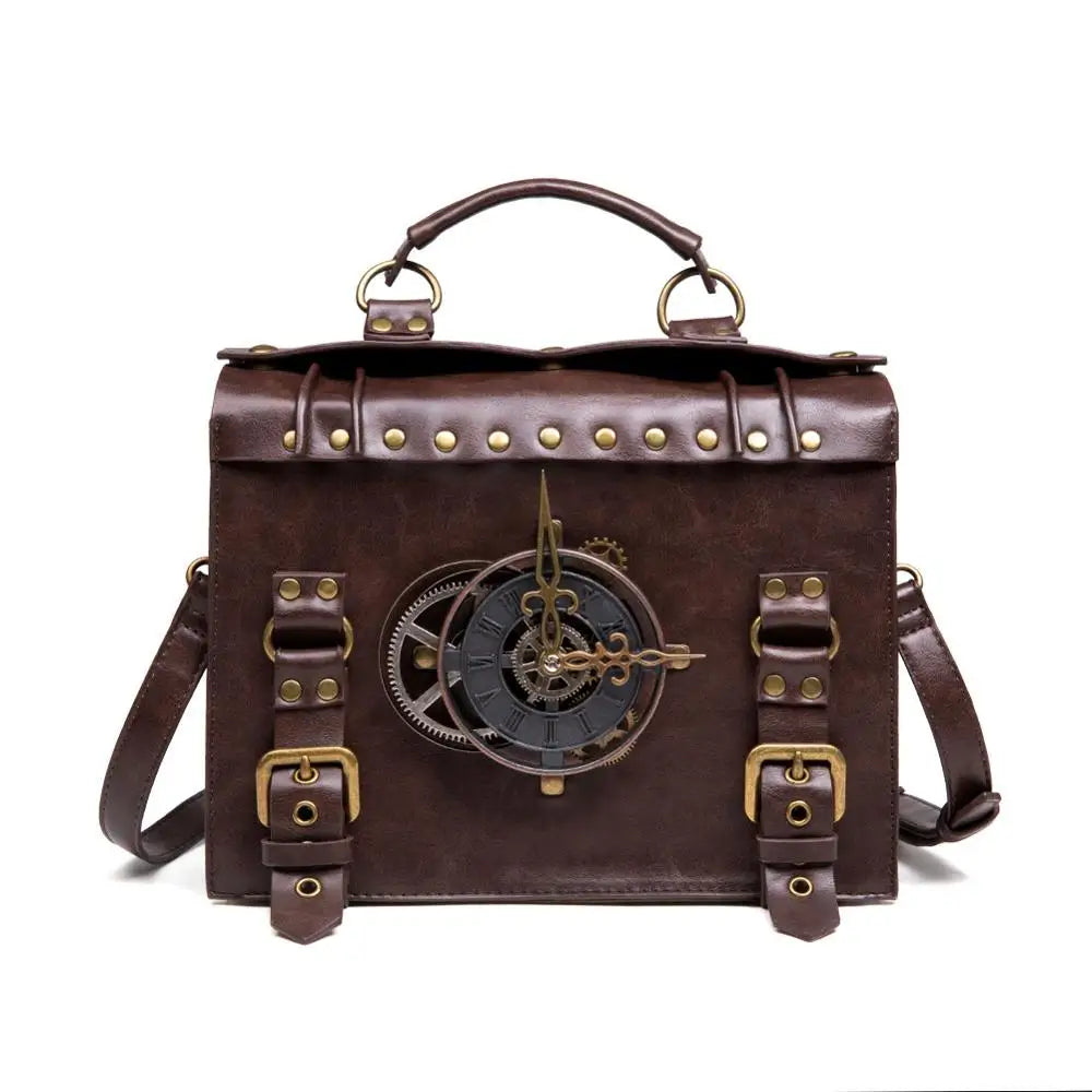 Steampunk Satchel | Brown Clockwork Detail