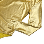 Metallic Wetlook Leotard | Long Sleeve | Scoop Neck