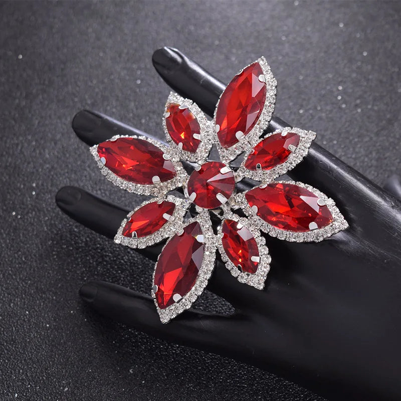 Rhinestone Flower Cocktail Ring | Adjustable