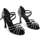Rhinestone Latin Dance Heels | Satin | Multi-Height