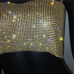 Crystal Metal Strap Crop Top with Glitter
