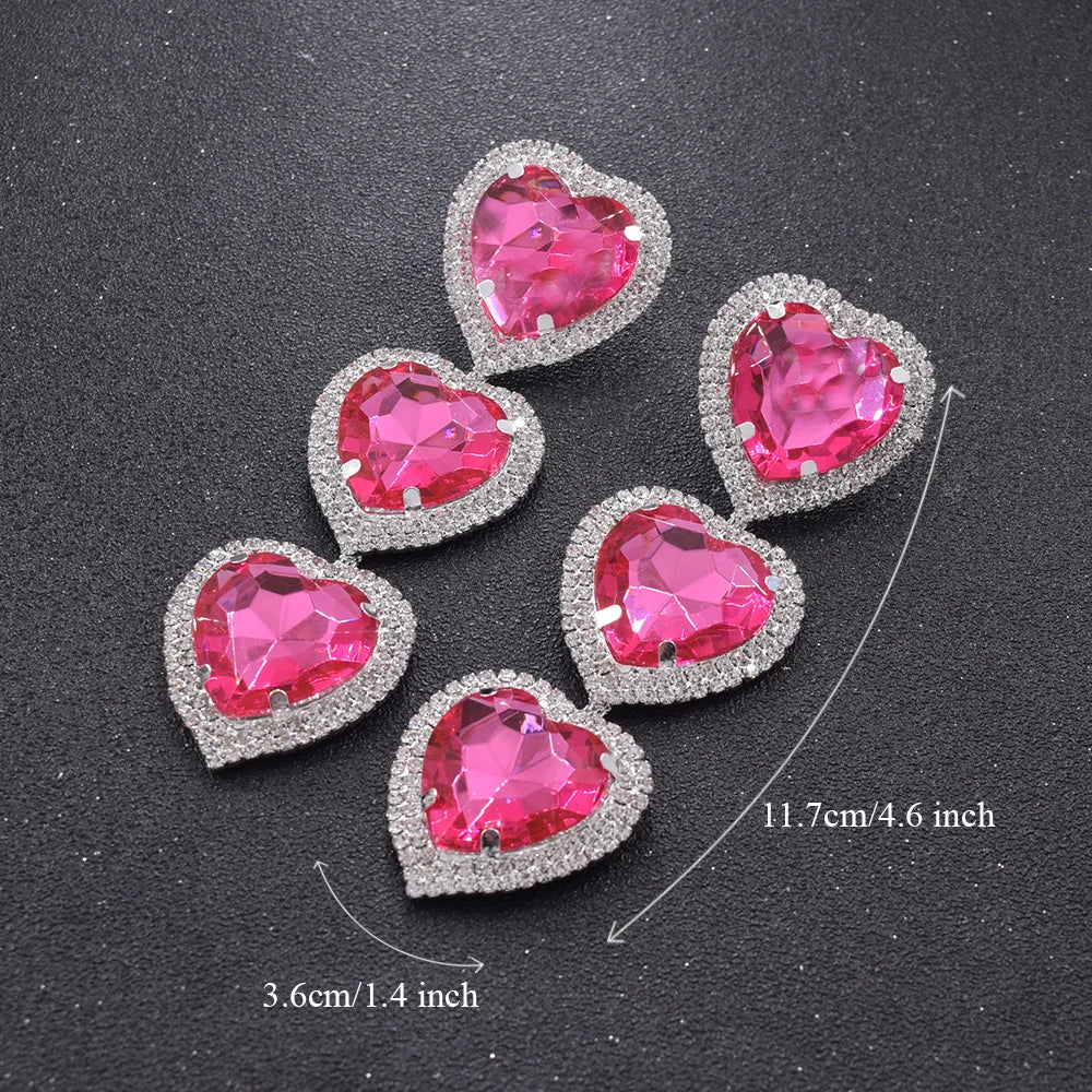 Heart Drop Earrings | Rhinestone Statement