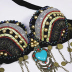 Tribal Belly Dance Costume | Beaded Bra & Belt Set | 2-Piece